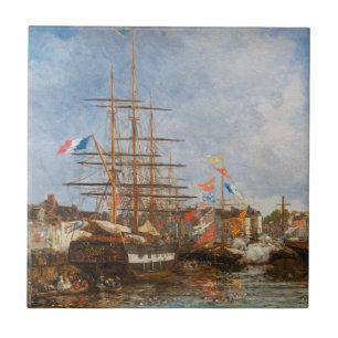 Eugene Boudin - festival i Honfleur hamn Kakelplatta