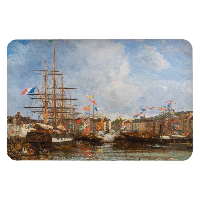 Eugene Boudin - festival i Honfleur hamn Magnet (Horisontell)