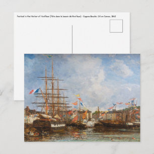 Eugene Boudin - festival i Honfleur hamn Vykort