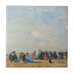 Eugene Boudin - Insamling på stranden Kakelplatta