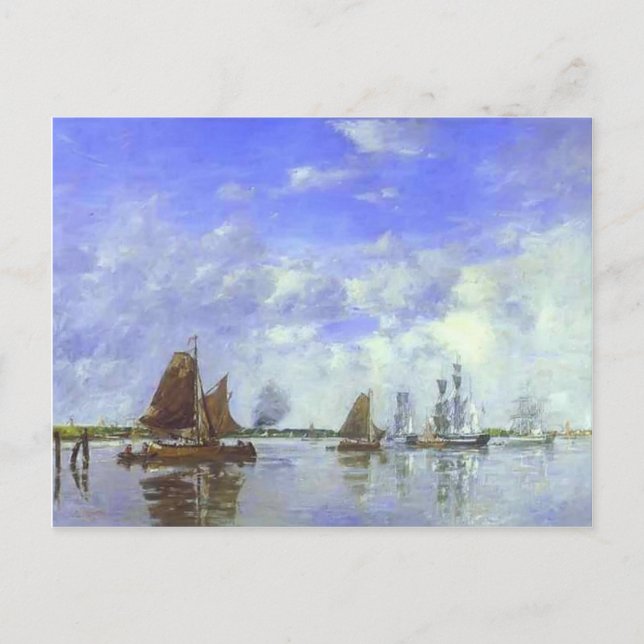 Eugene Boudin- Meuse vid Dordrecht Vykort (Framsida)