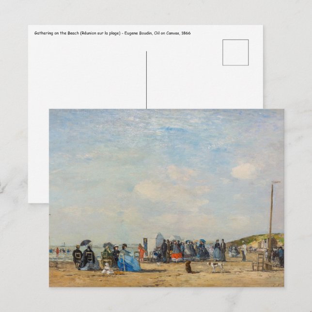 Eugene Boudin - Samling på stranden Vykort (Fram/baksida)