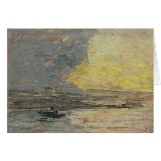 Eugene Boudin - Seaside, Honfleur hamn Hälsningskort (Framsidan Horizontal)