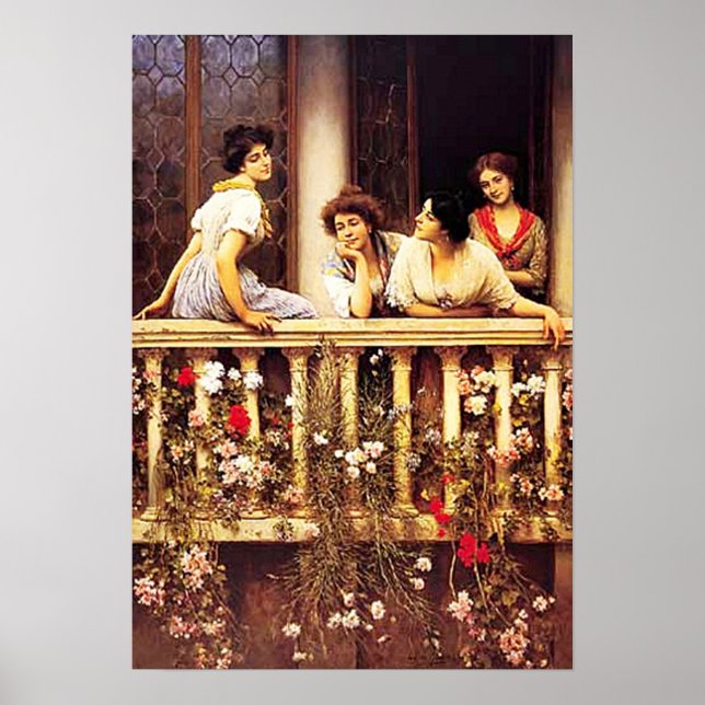 Eugene de Blaas - Balcony Academicism Painting Poster (Framsidan)
