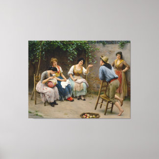 Eugene de Blaas: Kortspelet - 16K Finkonsttryck Canvastryck