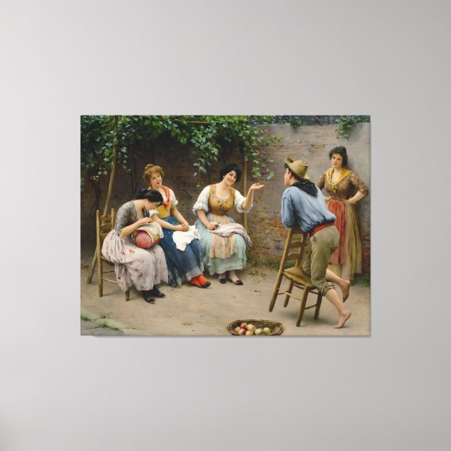Eugene de Blaas: Kortspelet - 16K Finkonsttryck Canvastryck (Framsida)