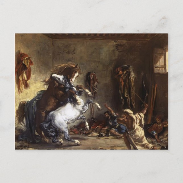 Eugene Delacroix - Arab Horses Fighting in a Stabl Vykort (Framsida)
