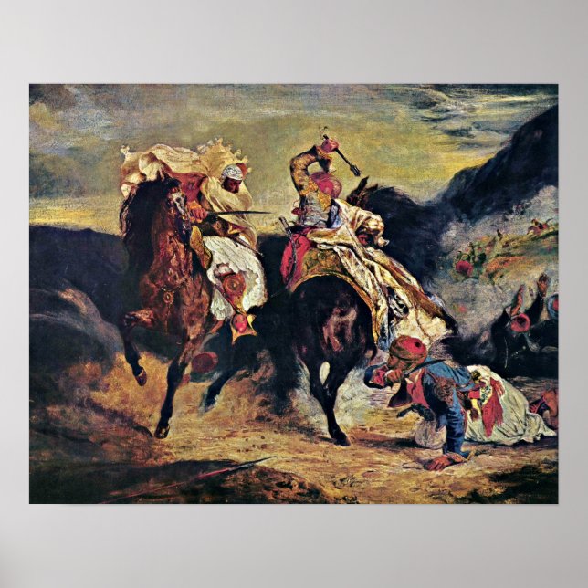 Eugene Delacroix - Combat Giaour och Pasha Poster (Framsidan)