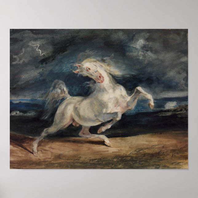 Eugene Delacroix - Horse Frängs av Blixt Poster (Framsidan)