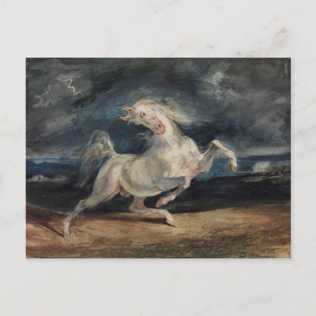 Eugene Delacroix - Horse Frängs av Blixt Vykort (Framsida)