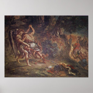 Eugene Delacroix - Jacob som brottas med ängel Poster