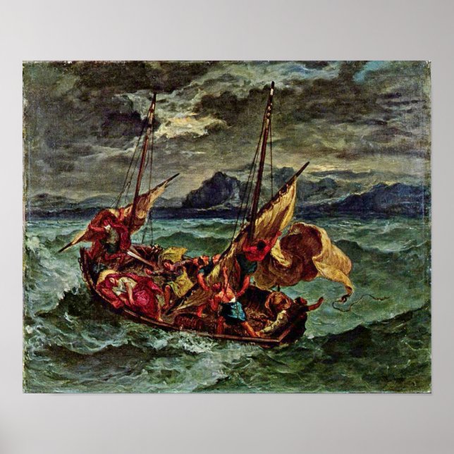 Eugene Delacroix - Kristus i Galilees hav Poster (Framsidan)