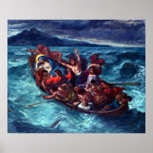 Eugène Delacroix Kristus sovande under stormen Poster