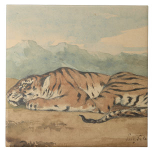 Eugene Delacroix - kunglig tiger Kakelplatta