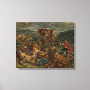 Eugene Delacroix - Lejon Hunt Canvastryck