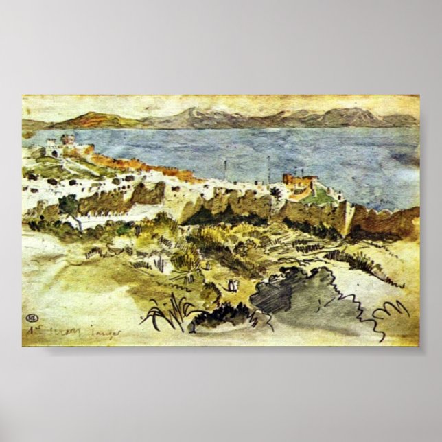 Eugene Delacroix - Tangier-bukten i Marocko Poster (Framsidan)