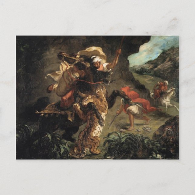 Eugene Delacroix- Tiger Hunt Vykort (Framsida)