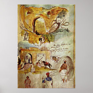 Eugene Delacroix - väggar av Meknes Poster