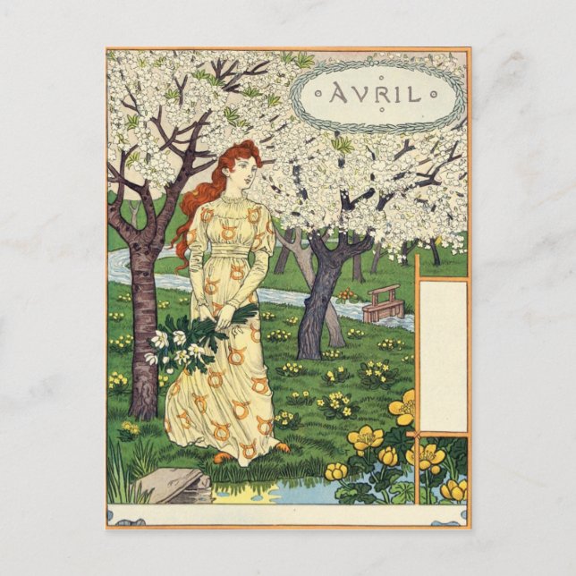 Eugène Grasset avril Vykort (Framsida)