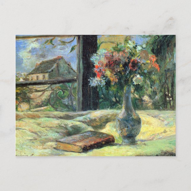 Eugène Henri Paul Gauguin - Flower Vas in Window Vykort (Framsida)