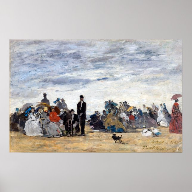 Eugène Louis Boudin Beach vid Trouville Poster (Framsidan)