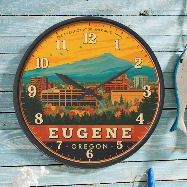 Eugene Oregon Skyline Skinner Butte Trail View Stor Klocka (Skapare uppladdad)
