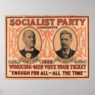Eugene V. Debs Socialistiska Party 1908 Poster