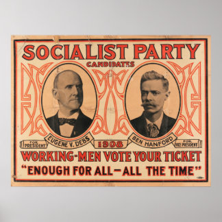 Eugene V. Debs Socialistiska Party 1908 Poster