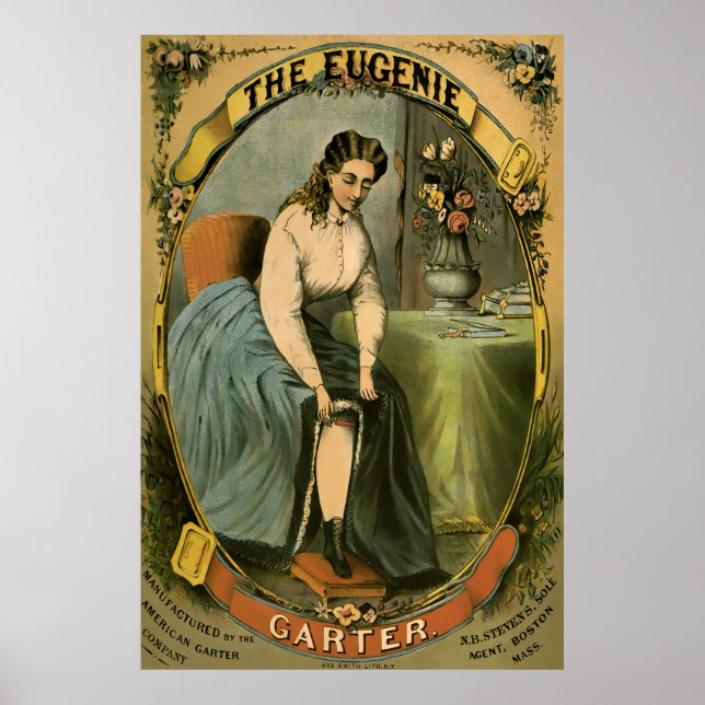 EUGENIE Garter Annons c. 1840 Poster (Framsidan)