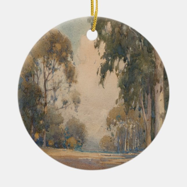 Eukalyptus (1922) – Skör akvarellbotanik Julgransprydnad Keramik (Framsidan)