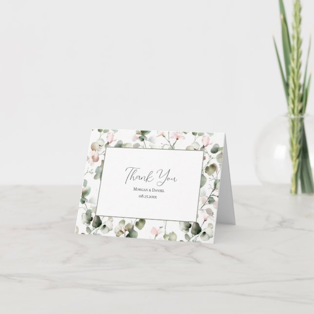 Eukalyptus Akvarell Bröllop Tacksamhetskort Tack Kort (Framsida)