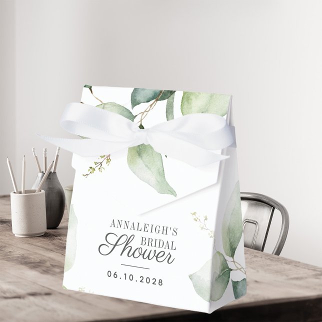Eukalyptus Akvarell Grönska Bröllopsdusch Presentaskar (Bridal Shower Favor Box - Part of the Eucalyptus Wedding Collection)
