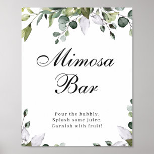 Eukalyptus akvarell Mimosa Bar Affisch skylt