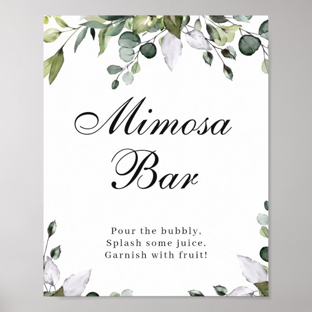 Eukalyptus akvarell Mimosa Bar Affisch skylt (Framsidan)
