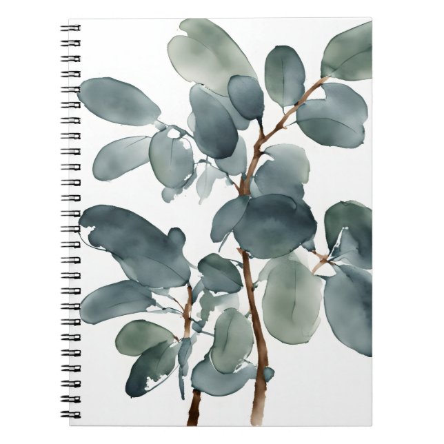 Eukalyptus - Akvarellblommor Anteckningsbok (Framsidan)