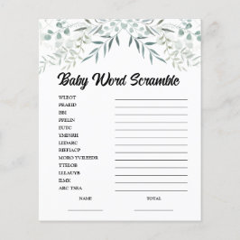 Eukalyptus Baby Ordspridning Baby Shower Spel