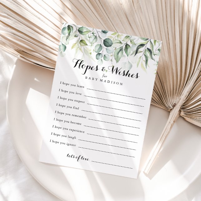 Eukalyptus Baby Shower Hopp & Önskningar Kort (Skapare uppladdad)