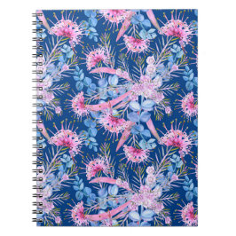Eukalyptus Blå Och Rosa Grevillea Anteckningsbok