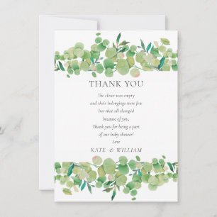 Eukalyptus Blommig Baby Shower Tacksamhetsdikt Tack Kort