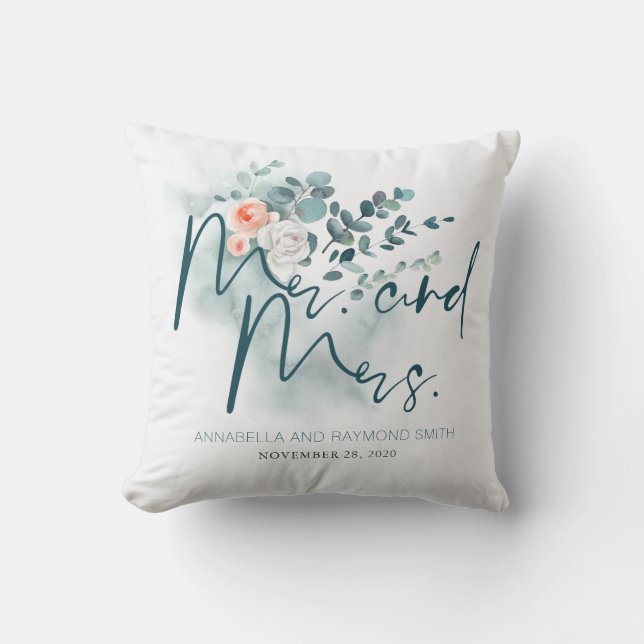 Eukalyptus Blommig Grönskande Bukett Elegant Kudde (Framsida)