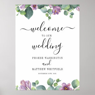 Eukalyptus Blommig Modern Välkomst Bröllopsskylt Poster
