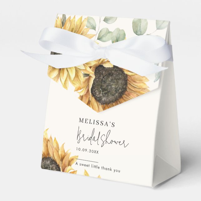 Eukalyptus Blommig Solros Bröllopsdusch Presentaskar (Framsidan Sidan)