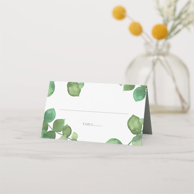 Eukalyptus Boho Greenery Blommig Bröllop Placeringskort (Framsida)