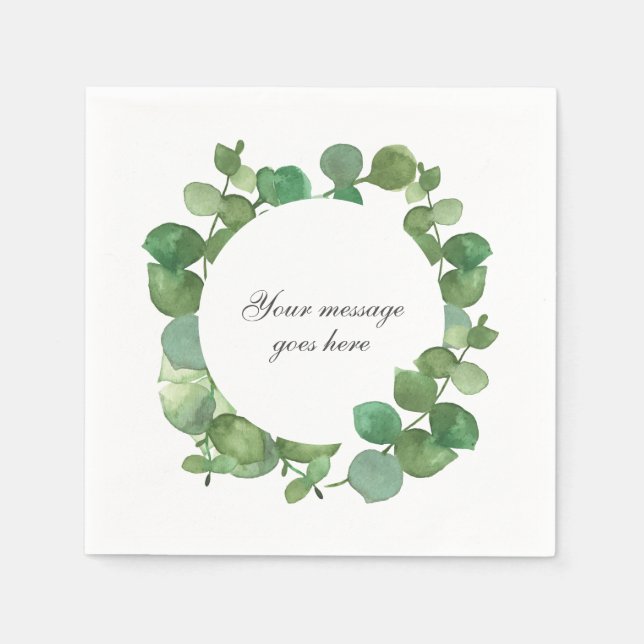 Eukalyptus Boho Greenery Blommig Pappersservett (Framsidan)