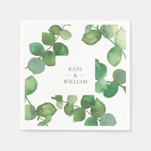 Eukalyptus Boho Greenery Blommig Pappersservett