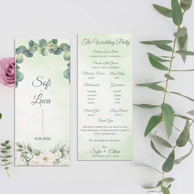 Eukalyptus Botanisk Bröllopsceremoni Program (Eucalyptus Botanical Wedding Ceremony Program)