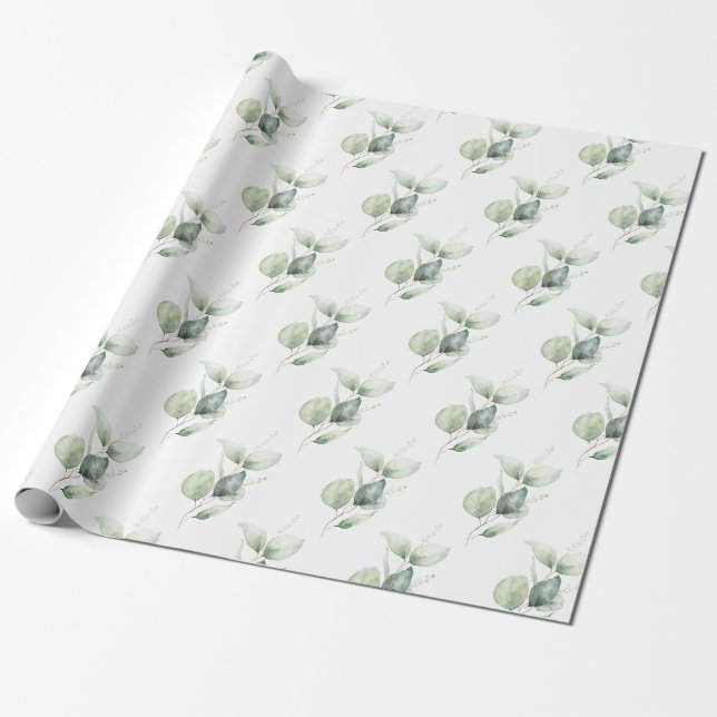 Eukalyptus Botanisk Semester Grönska Presentpapper (Utrullad)