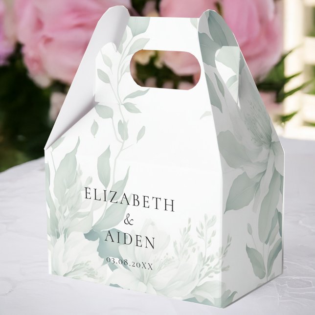 Eukalyptus, Bright, Bröllop Box Presentaskar (Personalized Eucalyptus, Bright, Wedding Box with your name + date.)