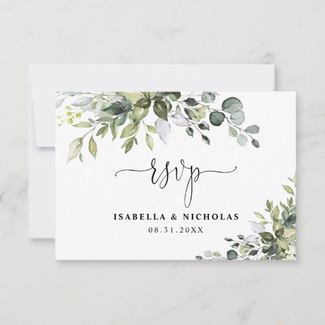 Eukalyptus bröllop RSVP-kort OSA Kort (Framsida)