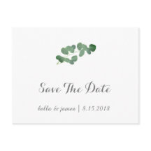 Eukalyptus Bröllop Save The Date Postkort
